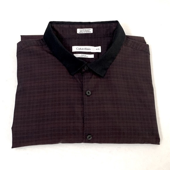CALVIN KLEIN Body Fit, Plaid Long Sleeve, Sz. XL Button Down Dress Shirt/EUC - Picture 1 of 16